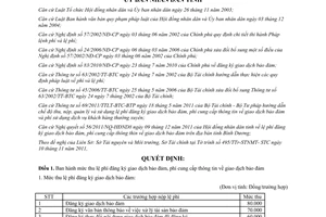 Quyết định 59/2011/QĐ-UBND lệ phí đăng ký giao dịch bảo đảm