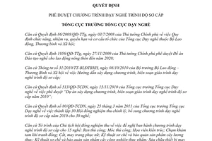 Quyết định 783/QĐ-TCDN năm 2011 chương trình dạy nghề trình độ sơ cấp Tổng Cục dạy nghề