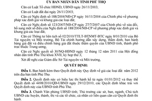 Quyết định 22/2011/QĐ-UBND giá đất năm 2012 trên địa bàn tỉnh Phú Thọ