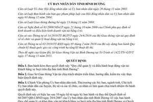 Quyết định 69/2011/QĐ-UBND Quy chế quản lý và điều hành hoạt động vận tải