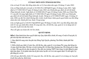 Quyết định 31/2011/QĐ-UBND điều chỉnh mức thu, chế độ thu, nộp, quản lý