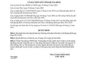Quyết định 30/2011/QĐ-UBND Chương trình phát triển nhà ở tỉnh Quảng Bình