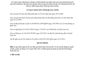 Quyết định 4041/2011/QĐ-UBND giá tính lệ phí trước bạ đối với tài sản