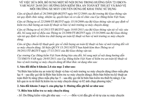 Thông báo 1875/ĐKVN-VAR sửa đổi Hướng dẫn 721/ĐKVN-VAR hướng dẫn kiểm tra