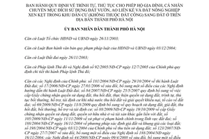 Quyết định 40/2011/QĐ-UBND  trình tự, thủ tục cho phép hộ gia đình