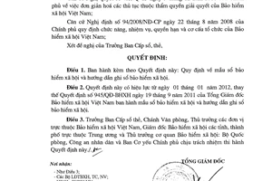 Quyết định 1518/QĐ-BHXH mẫu sổ bảo hiểm xã hội và hướng dẫn ghi sổ