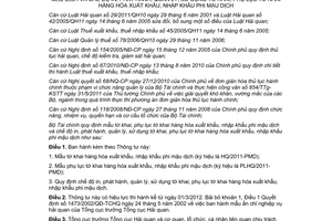 Thông tư 190/2011/TT-BTC mẫu tờ khai, phụ lục tờ khai hàng hóa xuất