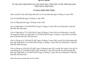 Quyết định 45/2011/QĐ-UBND đơn giá cho thuê đất, mặt nước