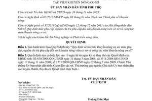 Quyết định 24/2011/QĐ-UBND Quy định tổ chức khuyến nông cơ sở mức phụ cấp