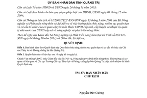 Quyết định 33/2011/QĐ-UBND chức năng nhiệm vụ quyền hạn tổ chức Chi cục Thủy lợi Quảng Trị