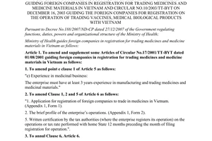Circular No. 47/2011/TT-BYT on amendment and supplement Circular No.17