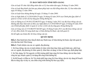 Quyết định 45/2011/QĐ-UBND Danh mục số hiệu đường bộ cấp tỉnh quản lý