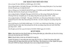 Quyết định số 3640/QĐ-CT Hướng dẫn đánh giá chấm điểm tiêu chí xã nông thôn mới Vĩnh Phúc 2011