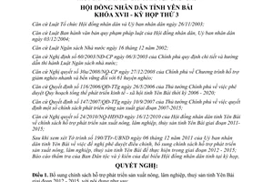 Nghị quyết 40/2011/NQ-HĐND hỗ trợ sản xuất nông lâm nghiệp thuỷ sản Yên Bái