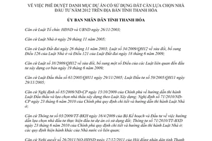 Quyết định 4296/2011/QĐ-UBND dự án có sử dụng đất cần lựa chọn nhà đầu tư 2012 Thanh Hóa
