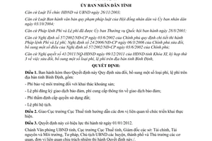 Quyết định 43/2011/QĐ-UBND sửa đổi phí, lệ phí trên địa bàn tỉnh Bình Định