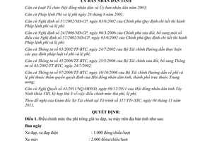Quyết định 50/2011/QĐ-UBND mức thu phí trông giữ xe đạp, xe máy