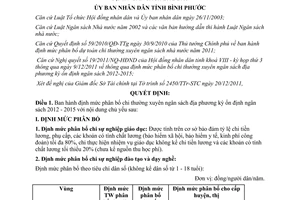 Quyết định 72/2011/QĐ-UBND Định mức phân bổ chi 2012 Bình Phước