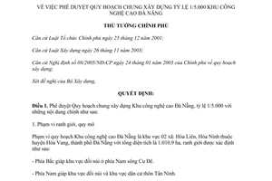 Quyết định 2423/QĐ-TTg phê duyệt Quy hoạch chung xây dựng tỷ lệ 1/5.000