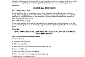 Thông tư 61/2011/TT-BGTVT nhân viên hàng không, cơ sở đào tạo, huấn luyện
