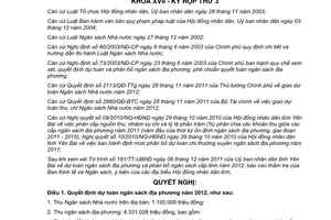 Nghị quyết 33/2011/NQ-HĐND dự toán ngân sách địa phương và phân bổ ngân sách cấp tỉnh 2012 Yên Bái