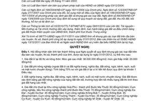Nghị quyết 25/2011/NQ-HĐND khung giá đất năm 2012