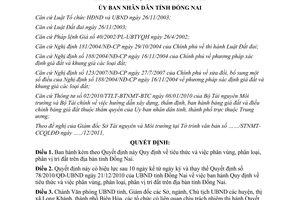 Quyết định 71/2010/QĐ-UBND  tiêu thức và việc phân vùng, phân loại