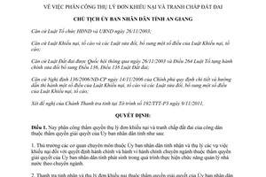 Quyết định 2307/QĐ-UBND năm 2011 phân công thụ lý đơn khiếu nại tranh chấp đất