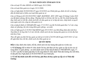 Quyết định 43/2011/QĐ-UBND chế độ chính sách cho lực lượng dân quân tự vệ Kon Tum