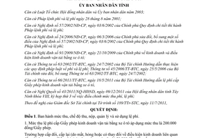 Quyết định 52/2011/QĐ-UBND lệ phí giấy phép kinh doanh vận tải bằng ô tô Tây Ninh