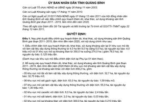Quyết định 32/2011/QĐ-UBND điều chỉnh quy hoạch thăm dò khai thác sử dụng