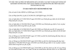 Quyết định 46/2011/QĐ-UBND thu lệ phí cấp mới đăng ký lần đầu tại Việt Nam