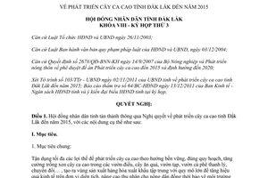 Nghị quyế 40/2011/NQ-HĐND phát triển cây ca cao Đắk Lắk đến năm 2015