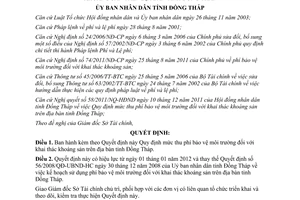 Quyết định 33/2011/QĐ-UBND mức thu phí bảo vệ môi trường