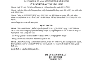 Quyết định 2450/QĐ-UBND 2011 đính chính 25/2011/QĐ-UBND Vĩnh Long