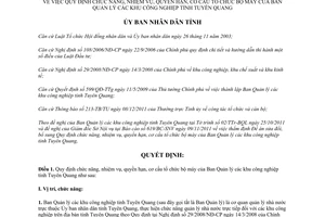 Quyết định 486/QĐ-UBND 2011 nhiệm vụ quyền hạn cơ cấu tổ chức bộ máy Ban Quản lý khu công nghiệp Tuyên Quang