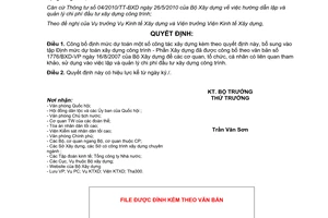 Quyết định 1091/QĐ-BXD công bố Định mức dự toán xây dựng công trình