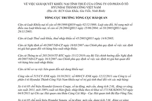 Quyết định 2741/QĐ-TCHQ giải quyết khiếu nại tính thuế