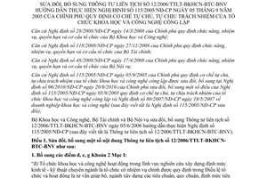 Thông tư liên tịch 36/2011/TTLT-BKHCN-BTC-BNV sửa đổi Thông tư liên tịch 12