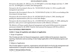 Circular No. 193/2011/TT-BTC  guiding financial management and capital disbursem