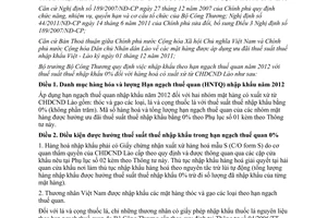 Thông tư 44/2011/TT-BCT nhập khẩu theo hạn ngạch thuế quan năm 2012