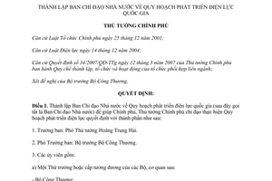 Quyết định 2449/QĐ-TTg  thành lập Ban Chỉ đạo Nhà nước Quy hoạch phát triển