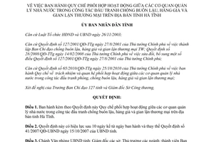 Quyết định 38/2011/QĐ-UBND Quy chế phối hợp hoạt động giữa cơ quan quản lý