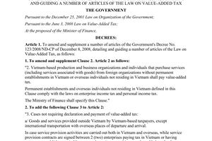Decree No. 121/2011/ND-CP amending and supplementing a number of articles