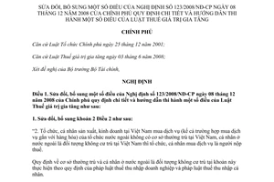 Nghị định 121/2011/NĐ-CP sửa đổi Nghị định 123/2008/NĐ-CP hướng dẫn Luật Thuế