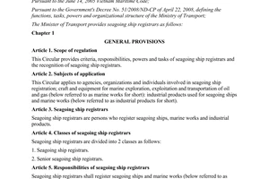 Circular No. 65/2011/TT-BGTVT on seagoing ship registrars