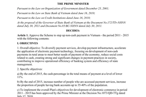 Decision No. 2453/QD-TTg approving the scheme to step up non-cash payment