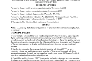 Decision No. 2451/QĐ-TTg approving the scheme for digitization of terrestrial television broadcasting