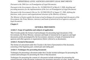 Circular No. 25/2011/TT-BTP on the format of and techniques for presenting legal
