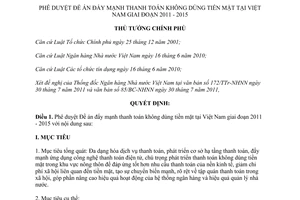 Quyết định 2453/QĐ-TTg phê duyệt Đề án đẩy mạnh thanh toán không dùng tiền mặt